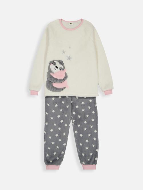 Woolworths Pink & Multi Sloth Plush Fleece Pyjama Set