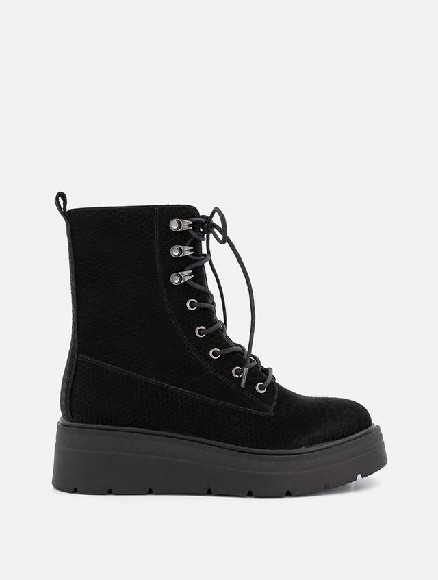 Woolworths Black Lace-up Chunky Platform Wedge Boots