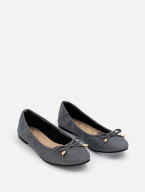 Woolworths Black Bow Textured Shimmer Pumps