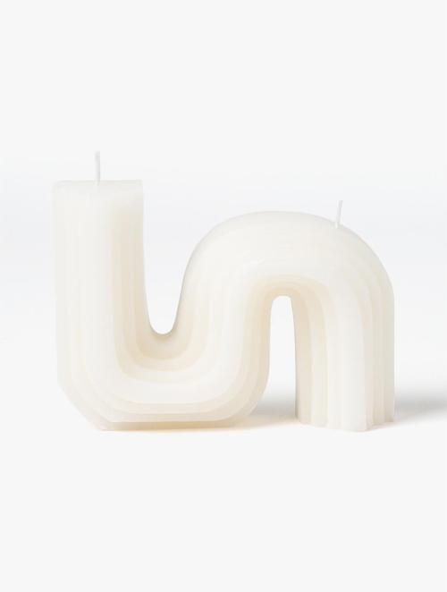 Woolworths White Curved Textured Candle