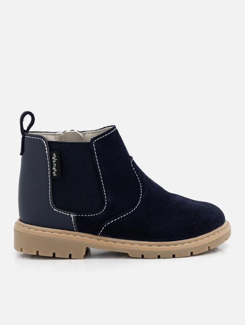 Walkmates Navy Leather Younger Girl Chelsea Boots