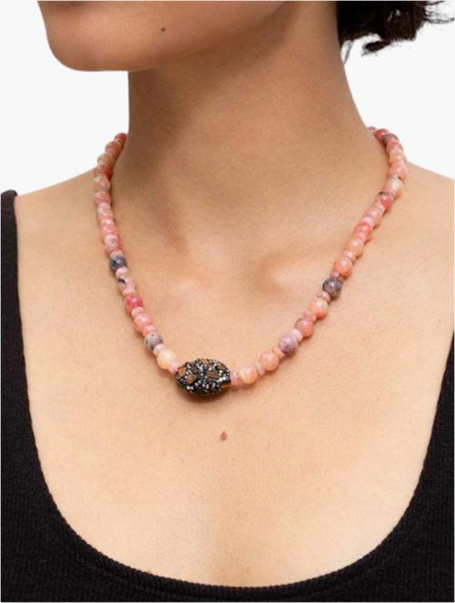 Woolworths Orange Carnelian Stone & Encrusted Pendant Necklace
