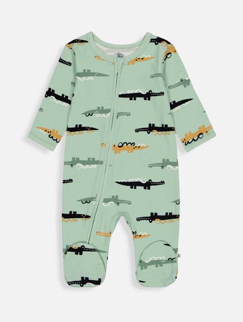 Woolworths Green Croc Print Zip-up Sleepsuit