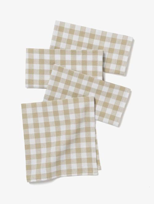 Woolworths Natural Gingham Check Cotton Napkins 4 Pack