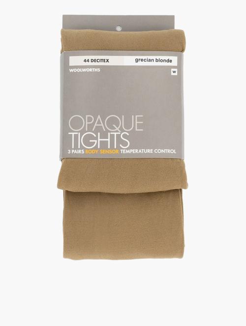 Woolworths Grecian Blonde Body Sensor Temperature Control Opaque Tights 3 Pack