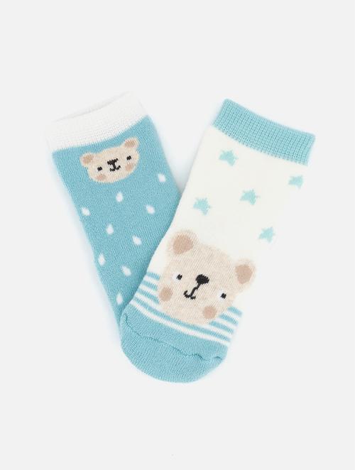 Woolworths Turquoise Bear Cotton Rich Towelling Socks 2 Pack