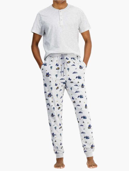 Woolworths Grey Melange Cuffed Camo Print Pyjama Pants