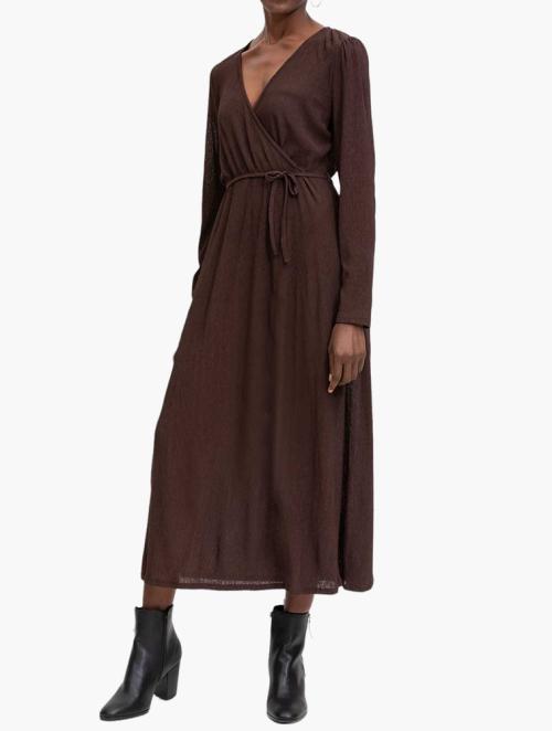 Woolworths Brown V-neck Knit Midi Wrap Dress