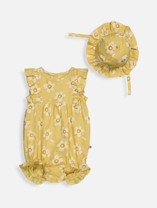 Woolworths Yellow Floral Romper & Hat Set