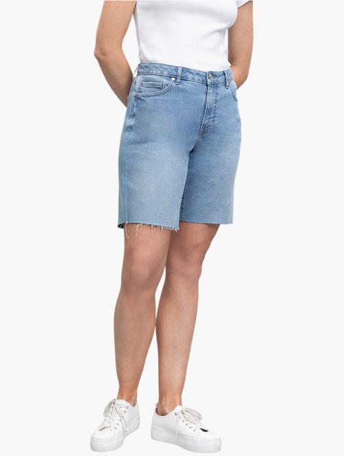 Woolworths Light Blue Raw Edge Mid Rise Boyfriend Denim Shorts