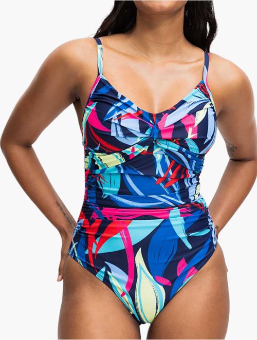 Woolworths Navy Magic Powermesh  Twist Detail Print Swimsuit