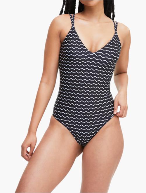 Woolworths Black Print V-neck Swimsuit