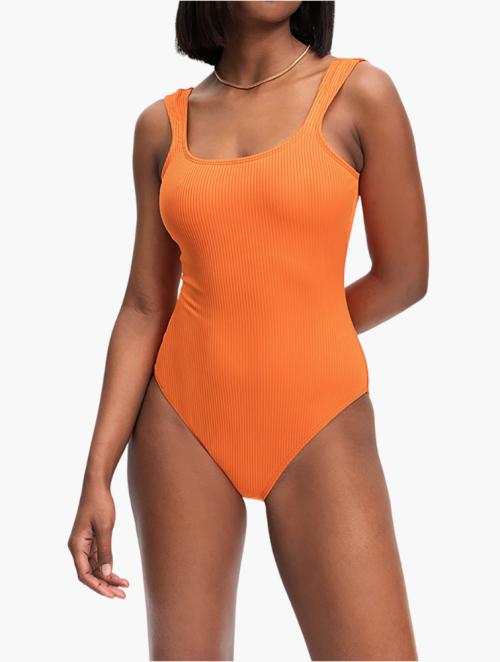 Woolworths Orange Ribbed Scoop Neck Swimsuit