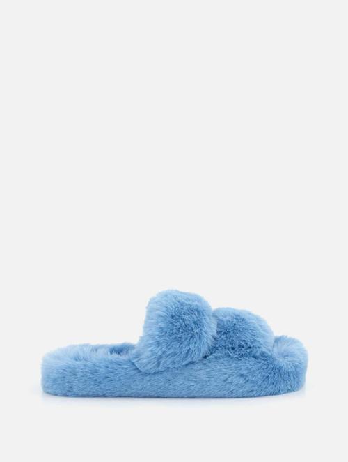 Woolworths Blue Faux Fur Double Band Slippers