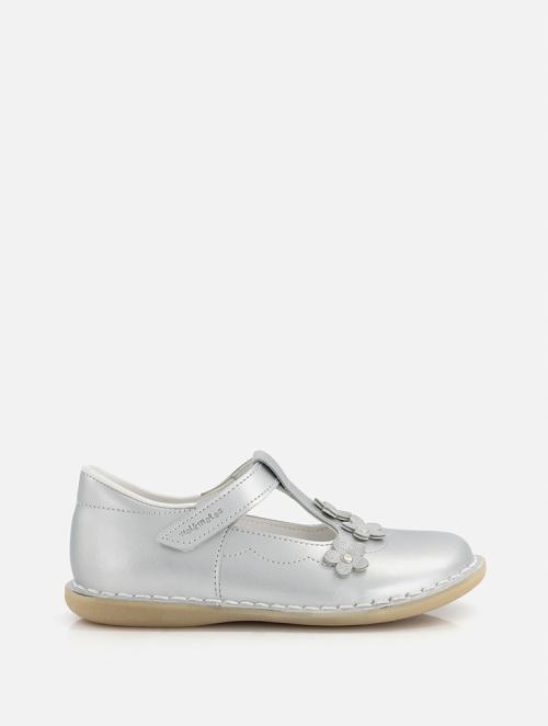 Woolworths Silver Leather Younger Girl Flower Pumps