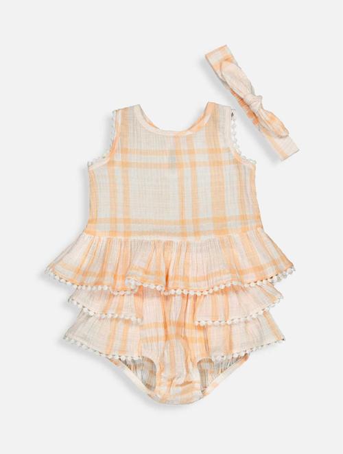 Woolworths Peach Gingham Top & Bloomer Set 3 Piece
