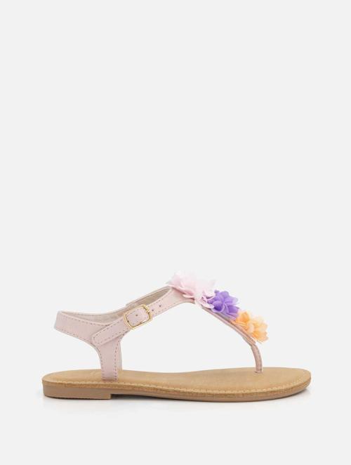 Woolworths Pink Older Girl Flower T-Bar Sandals
