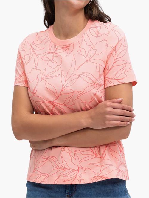 Woolworths Peach Tropical Leaf Cotton T-shirt