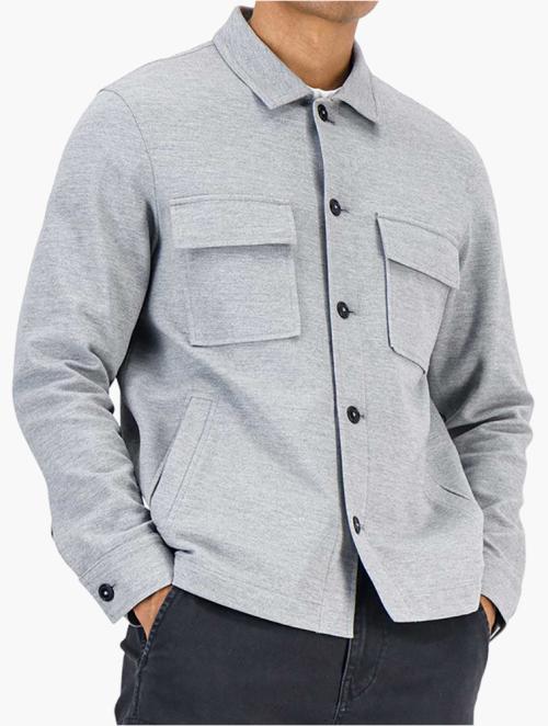 Woolworths Grey Buttoned Flap Pocket Slim Fit Knit Shacket