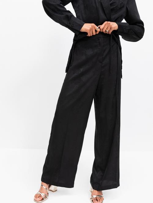 Woolworths Black Jacquard Wide Leg Satin Pants