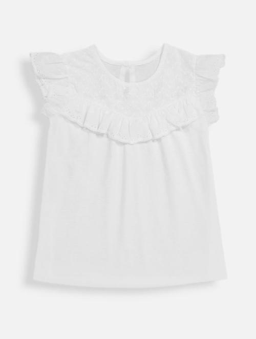 Woolworths White Anglaise Trim Vest