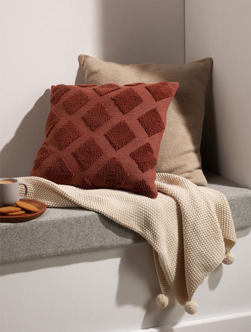 Woolworths Tan Diamond Textured Scatter Cushion 50x50cm