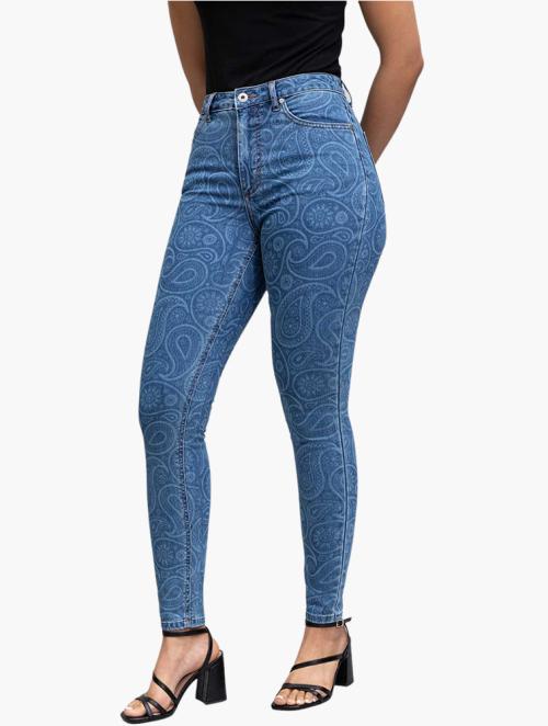 Woolworths Blue Paisley Print High Rise Skinny Jeans