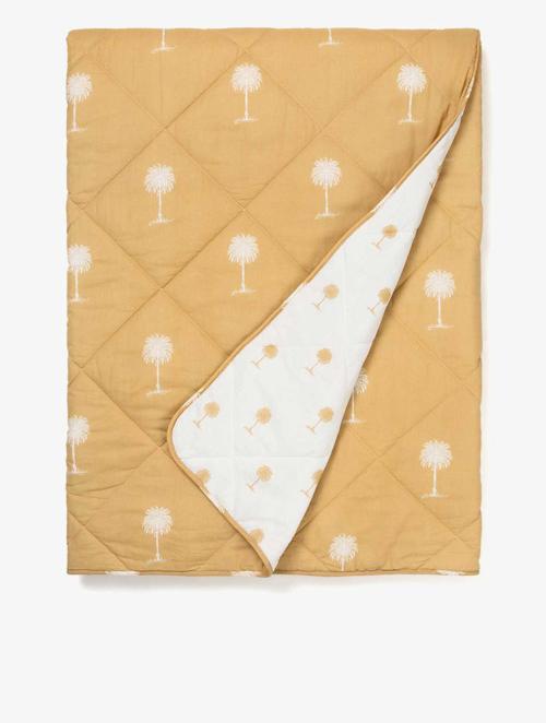Woolworths Yellow Boho Palm Printed Cotton Blend Quilt 230x200cm