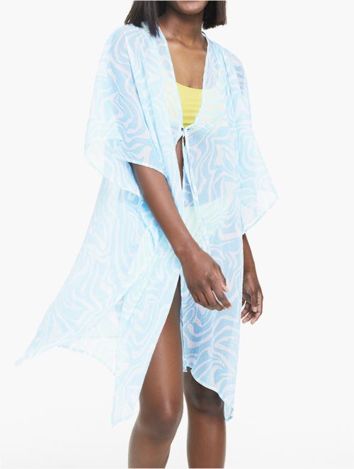 Woolworths Blue Print V-neck Chiffon Kimono