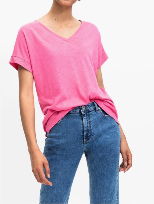 Woolworths Bright Pink Dolman Sleeve Slub Cotton Blend T-shirt