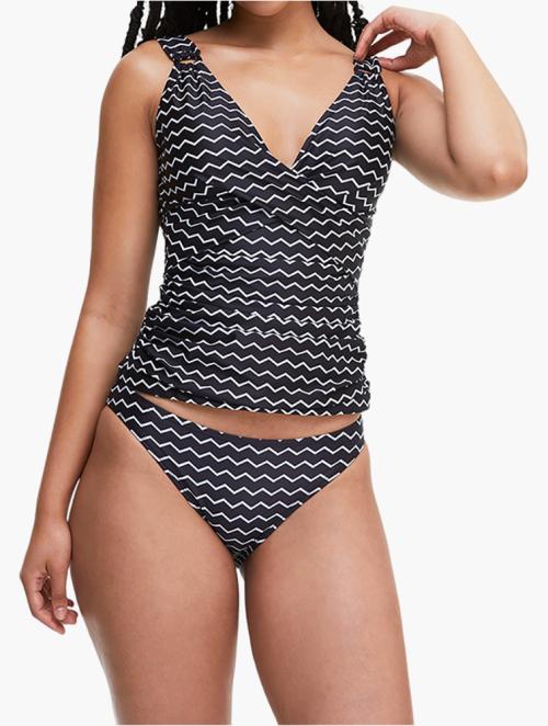 Woolworths Black Print Ringlet Ruche Tankini