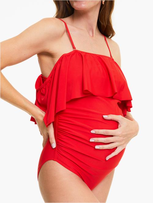 Woolworths Red Strappy Frill Maternity Swimsuit