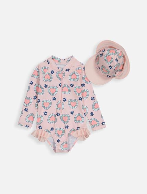 Woolworths Pink Heart Print Swimsuit Set