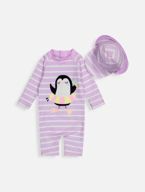 Woolworths Lilac Striped UV Swimsuit Set