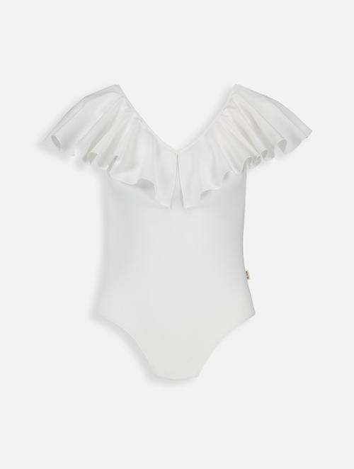 Woolworths White Ruffle Stretch Cotton Bodysuit