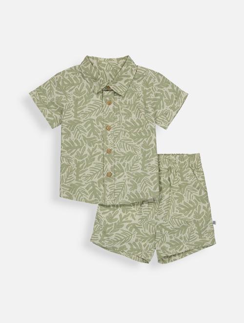 Woolworths Green Foliage Linen Blend Shirt & Shorts Set