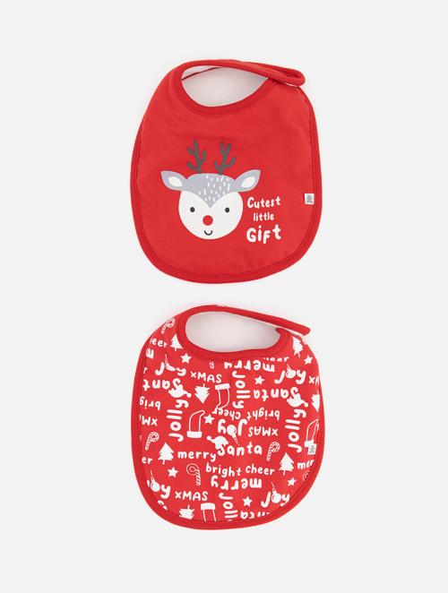 Woolworths Red Cutest Little Gift Christmas Bibs 2 Pack