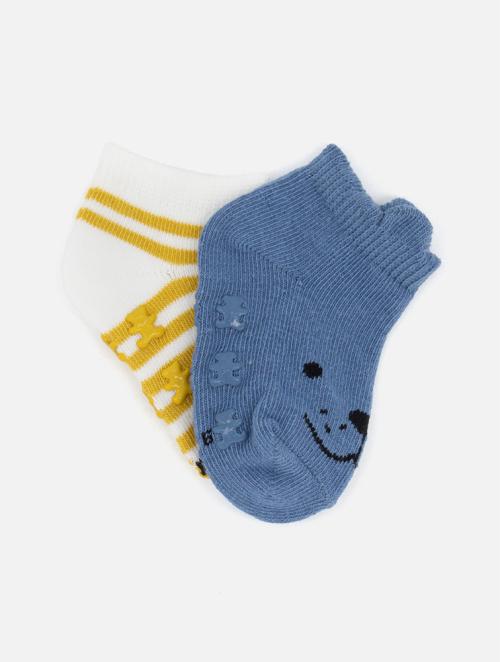 Woolworths Blue Puppy Stripe Cotton Rich Socks 2 Pack