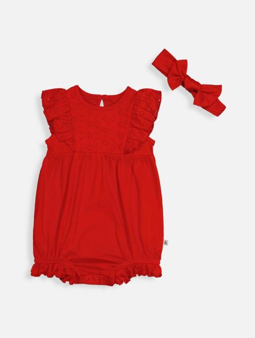 Woolworths Red Anglaise Bubble Romper & Headband Set