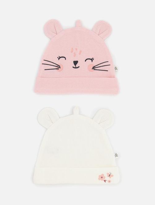 Woolworths Pink Bunny Waffle Beanies 2 Pack