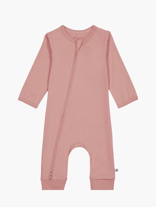 Wooliesbabes Pink Plain Footless Zip-up Sleepsuit