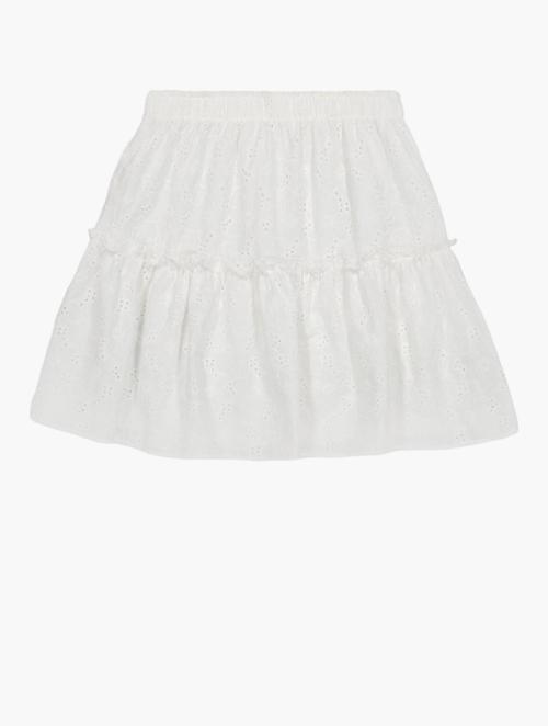 (&US) White Tiered Anglaise Skirt