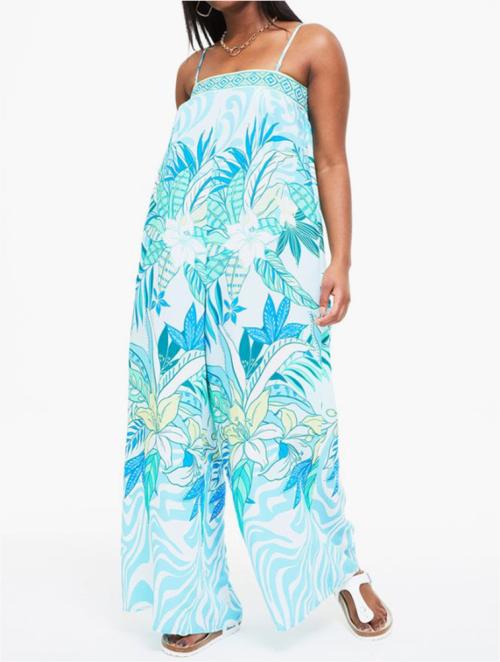 Woolworths Blue Strappy Tropical Print Jumpsuit
