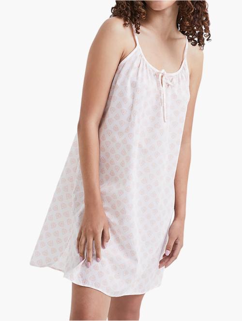 Woolworths Coral Print Tie Neck Cotton Nightdress