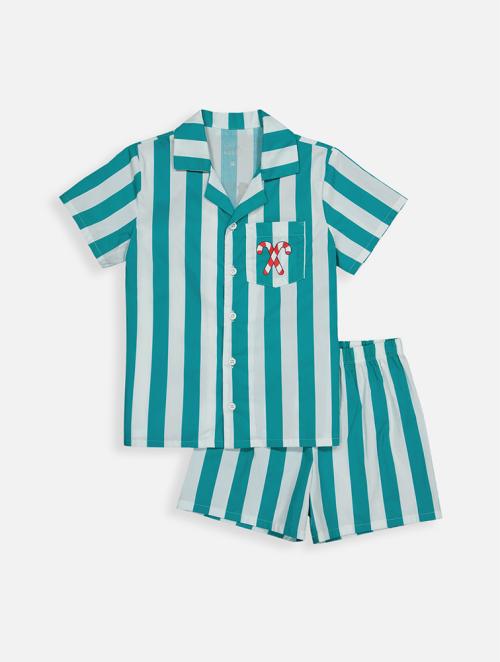 Woolworths Green Striped Cotton Pyjama Set