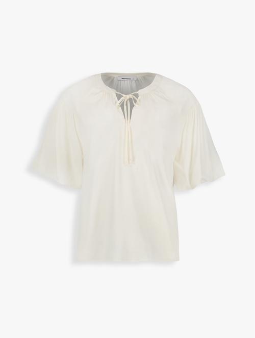 Woolworths Cream Tie Neck Puff Sleeve Blouse