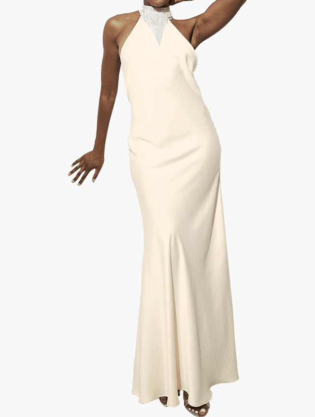 Superbalist Label Orapeleng Diamante Choker Halter Dress - Ivory