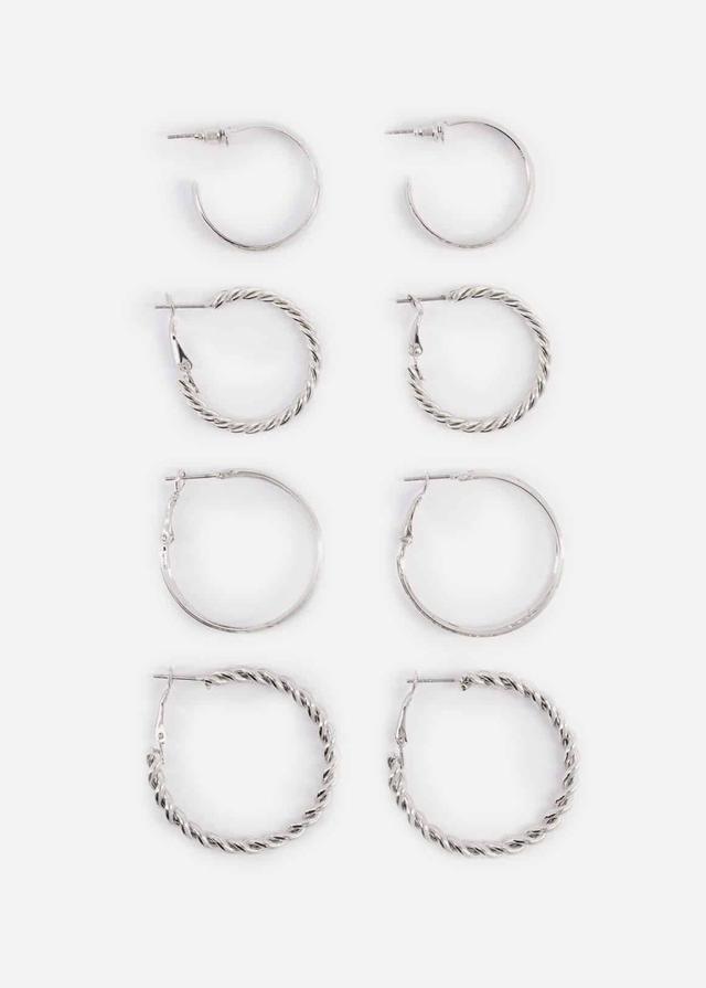 Woolworths Silver Textured Hoop 4 Packs