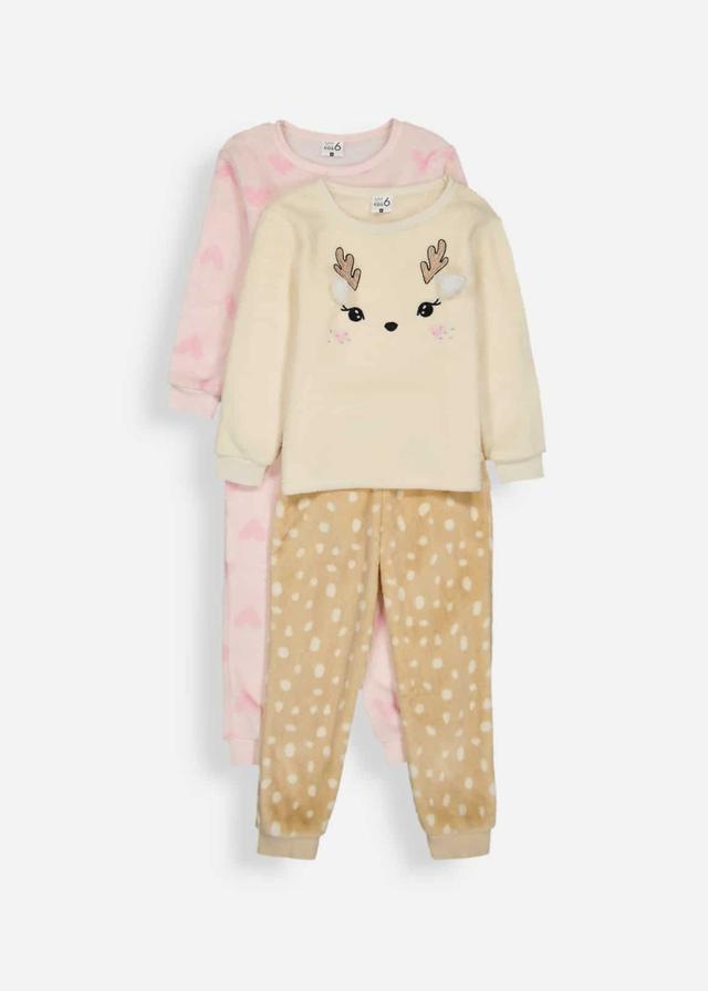 Woolworths Multi Plush Deer Heart Pyjama Sets 2 Pack