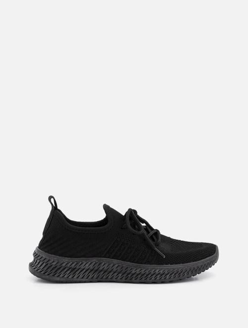 Woolworths Black Lace-up Mesh Knit Trainers